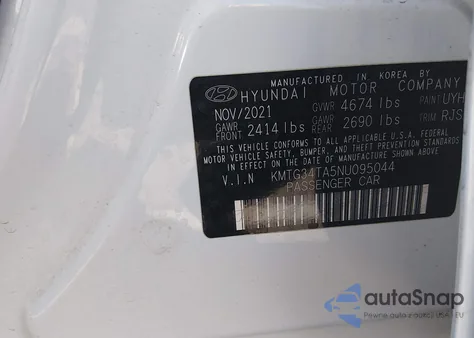 2022 Genesis G70 2.0T Rwd из США, поврежденный, VIN KMTG34TA5NU095044